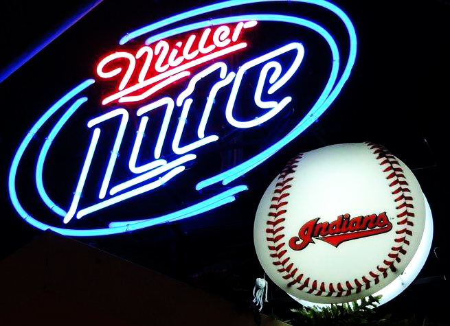 Miller Lite Baseball Indians Neon Sign